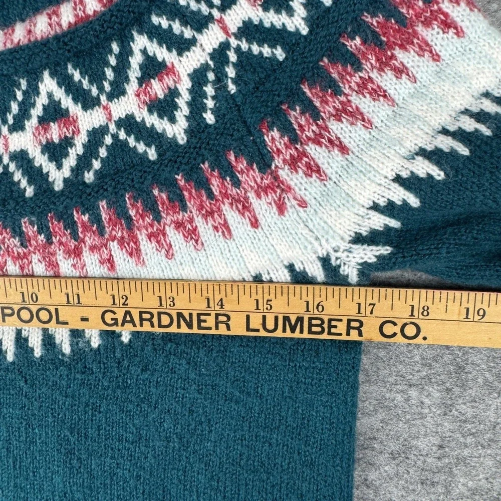 Maurices Womens XS Teal Blue Fair Isle Knit Crewneck Sweater Nordic Geometric
